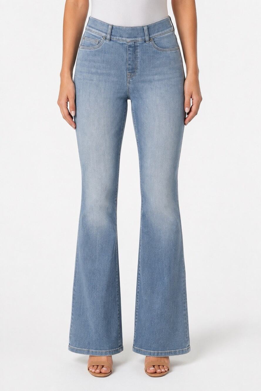SPANX Women’s Flare Jeans M/Tall Light Wash High Rise Stretch